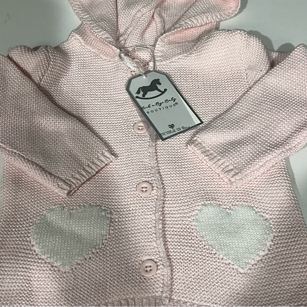 Babygirl Pink Hooded Baby Cardigan with Heart Pockets